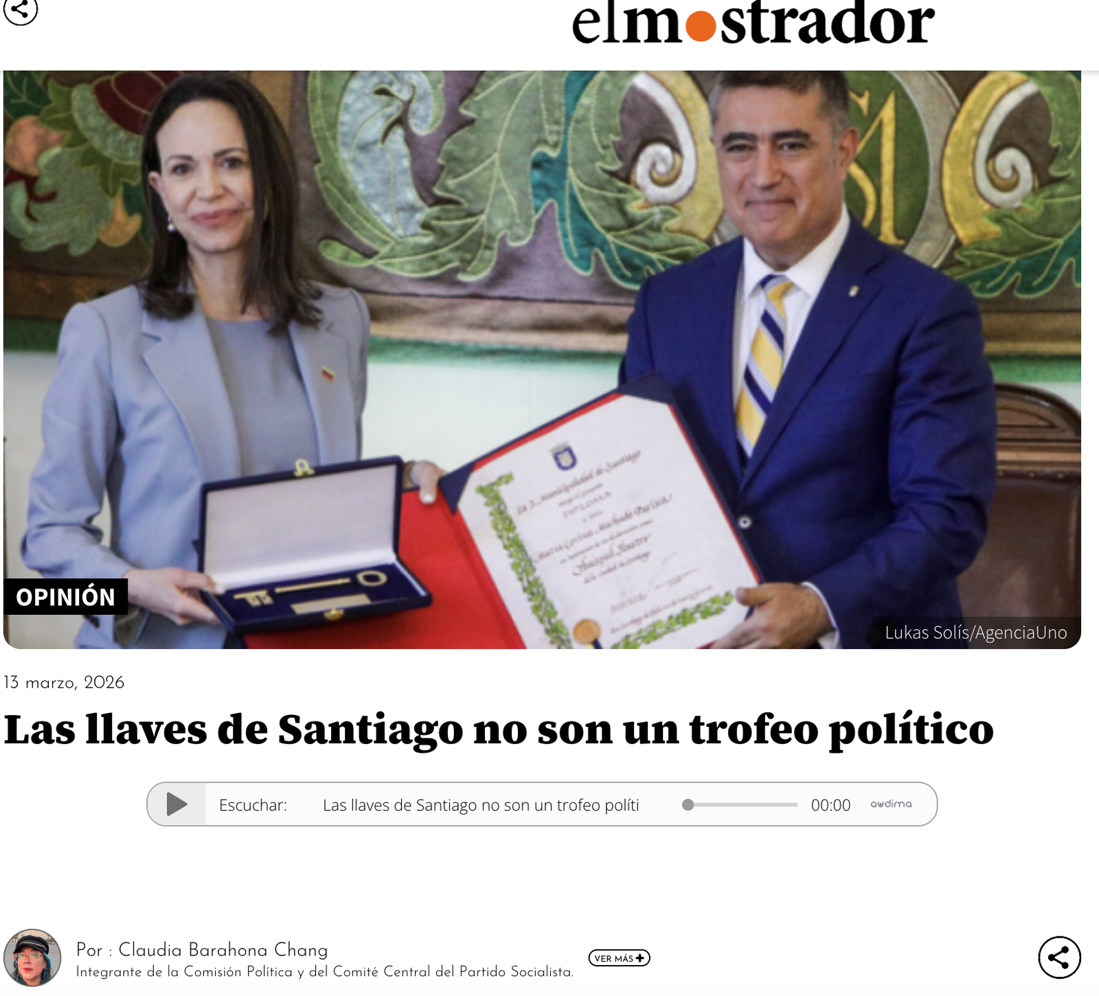 Las llaves de Santiago no son un trofeo político