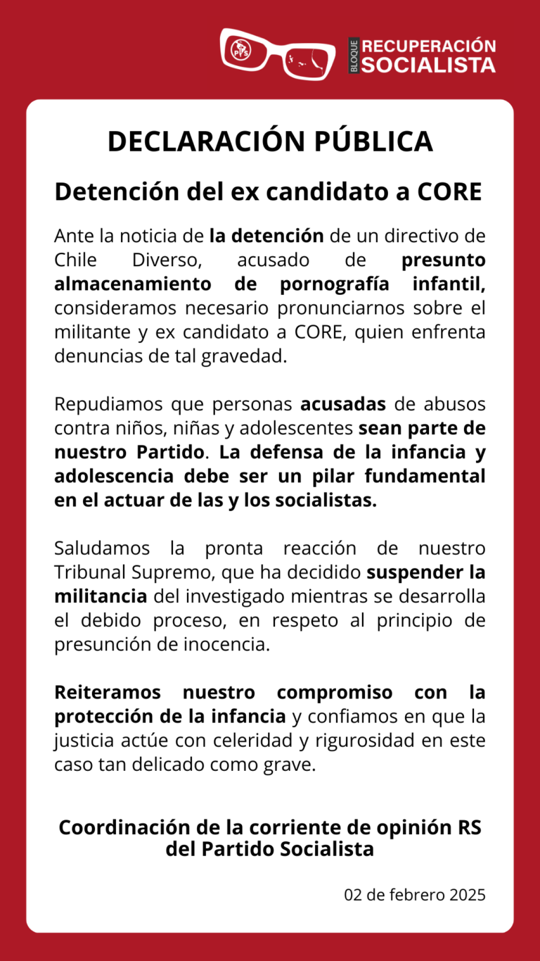 Declaración ante la detención de un ex candidato a CORE