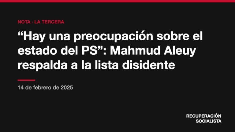 “Hay una preocupación sobre el estado del PS”: Mahmud Aleuy respalda a la lista disidente
